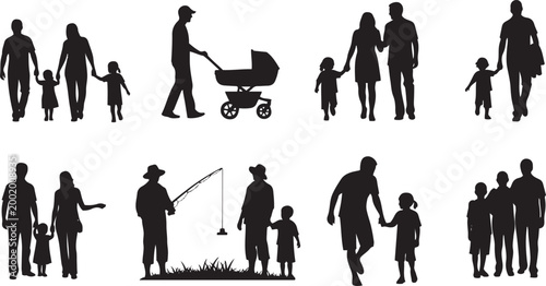 Family Silhouette Collection People Vector Illustration