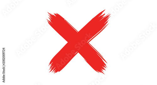 Red Grunge Brush Stroke Cross Mark Symbol