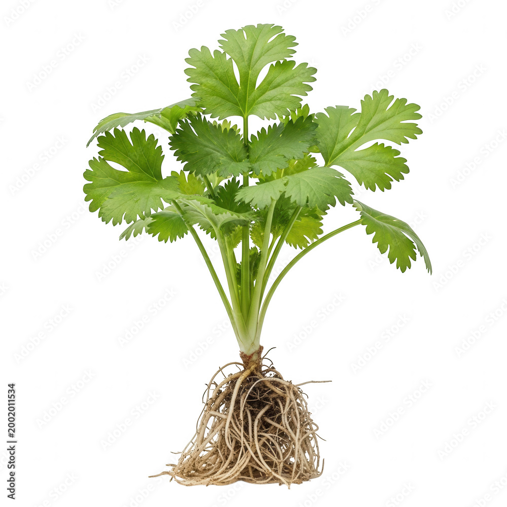 Fototapeta premium Fresh green parsley plant with roots