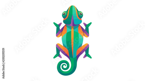 Colorful chameleon illustration isolated on white background for commercial use