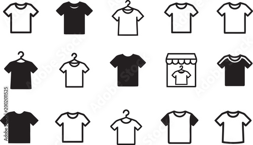 Set of T-Shirt Icons and Clothing Vector Symbols