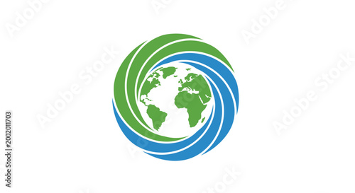 Schilderij op canvas Green and blue earth logo symbol.