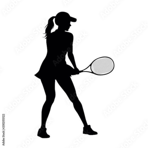 Female Tennis Player Holding Racket Ready To Play Silhouette