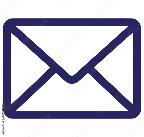 Dark blue envelope icon on white background