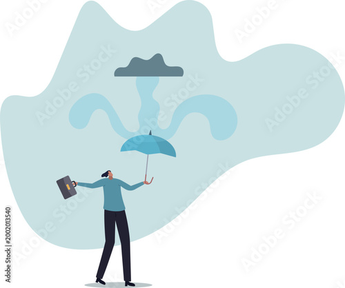 Dealing with bad luck, problem or depression, protect from business mistake, error or economic recession,human life and situation.