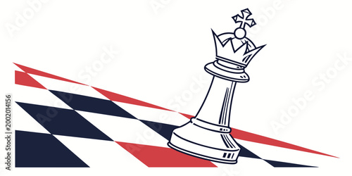 Tableau sur toile King chess piece on modern checkered pattern with strategy checkmate competition