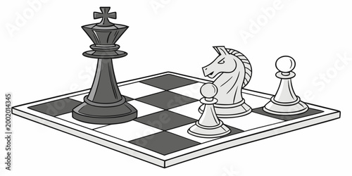 Tablou pe pânză Conceptual chess match with king and pawn pieces on board strategy competition c