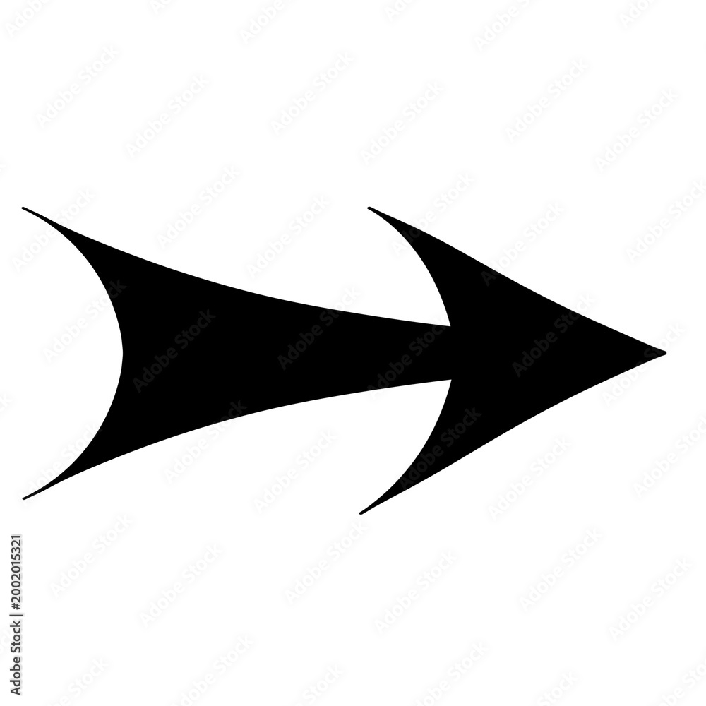 Fototapeta premium Hand painted straight black arrow.