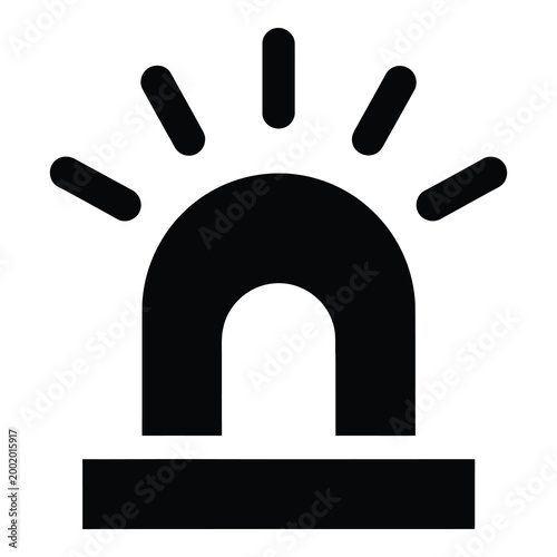 Siren light on a podium emitting rays  warning signal icon