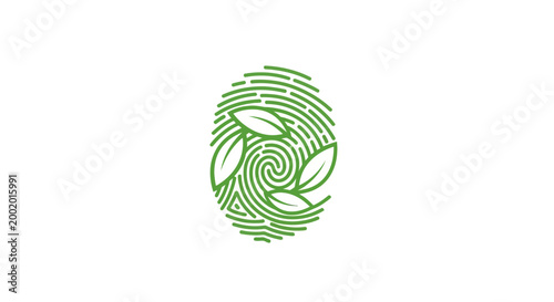 Schilderij op canvas Green fingerprint with leaf design.
