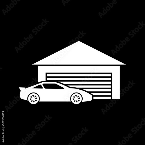 Automatic garage door icon isolated on black background