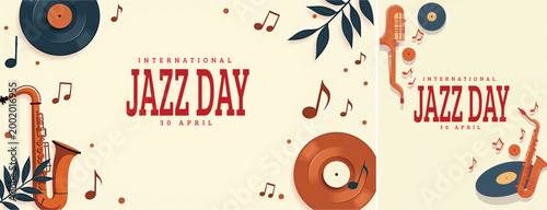 Elegant international jazz background, international jazz day background for social media, website template