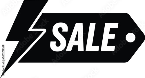 sale lightning text badge label discount price offer sticker flash sale marketing vector modern flat style icon