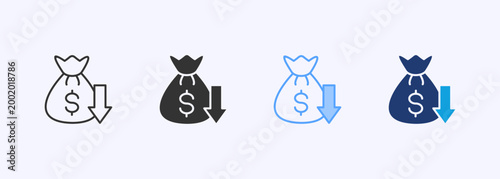 Cost Reduction Icon Set Color Multiple Style Collection Illustration
