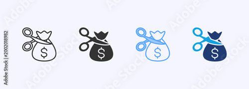 Cost Cutting Icon Set Color Multiple Style Collection Illustration