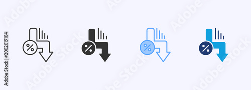 Decrease Icon Set Color Multiple Style Collection Illustration