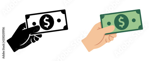 Cash Payment Hand Exchange Money Icon Vector Illustration