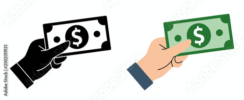 Cash Payment Hand Exchange Money Icon Vector Illustration