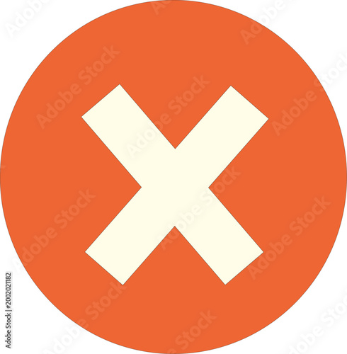 Bild auf Leinwand A white cross icon on an orange circle background, symbolizing cancellation, rej