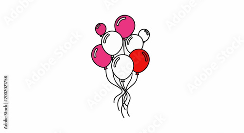 A bunch of colorful balloons tied together with strings