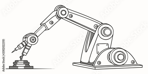 Precision industrial robotic arm welding tool with industrial automation manufacturing technology engineering production technical automatic industry innovation illustration mechanical
