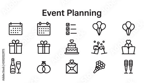 Event Planning Icon Set for Digital and Print Media