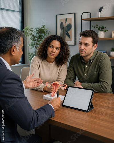 Fertility Consultation With Couple And Anatomy Model