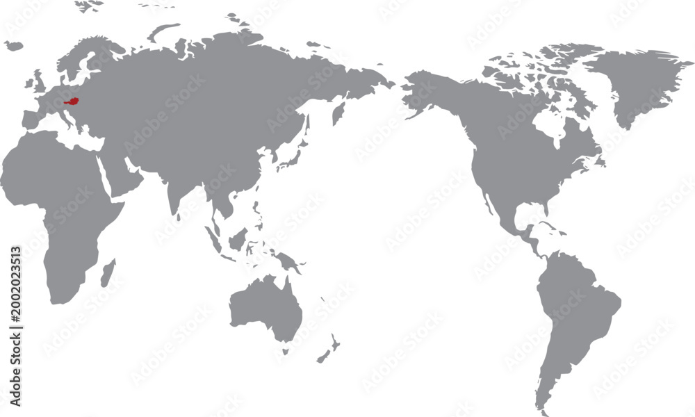 Obraz premium Austria map highlighted on world map
