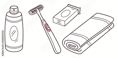 Set of male personal care and grooming items vector illustration with grooming personal bathroom supplies equipment wellness accessories cosmetic cleansing container collection illustration