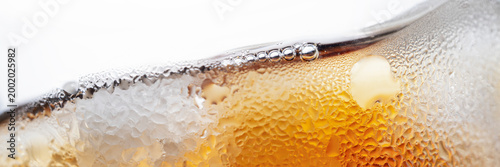 Wide Whiskey Macro Banner With Ice Bubbles Texture