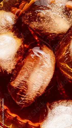 Top View Whiskey With Ice Cubes Vertical Minimal Drink