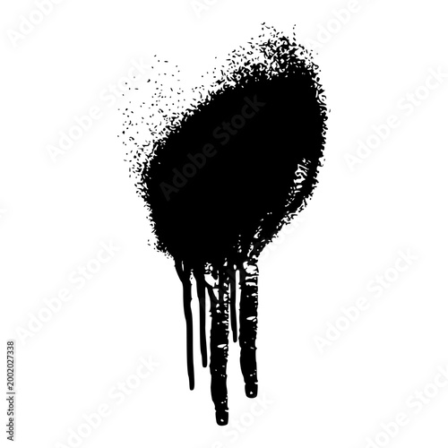 Bold black spray paint burst with heavy dripping liquid. Gritty aerosol texture and messy splatter element for urban street art, hip hop branding, and edgy underground graphic designs.