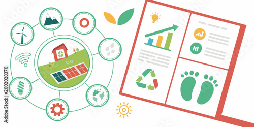Eco friendly energy infographic template with sustainable lifestyle icons infographic sustainability environment renewable recycling footprint lifestyle illustration business sustainable