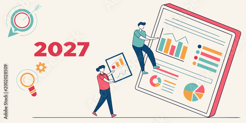 2027 business growth and data analysis strategy concept with business analysis strategy analytics marketing planning development corporate performance investment management statistics