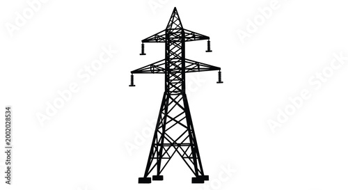 Canvastavla Electricity pylon silhouette against a white background