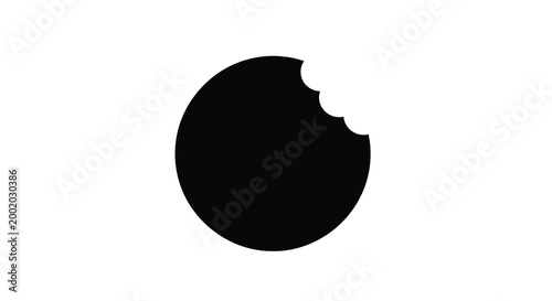 Cookie with a bite taken out black silhouette