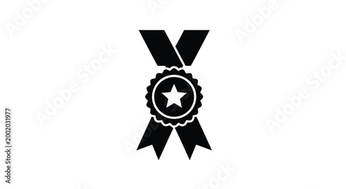 Award ribbon with star black silhouette high quality
