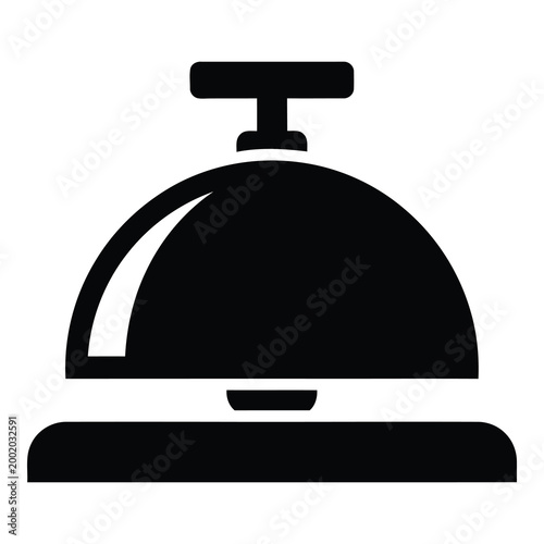 Silver Bellhop Service Food Dome Platter Icon for Hotel Room Dining and Luxury Restaurant Menu