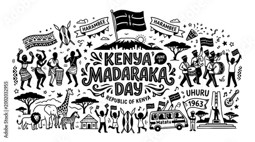 Kenya Madaraka Day Celebration Vector Art