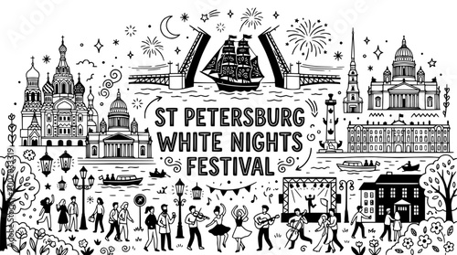 St Petersburg White Nights Festival Doodle Art