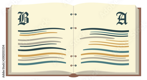 An isolated open book with blank white pages rests on a blue background, representing a clean slate for education, literature, and the pursuit of knowledge in a modern library or school setting