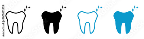 Set of clean and healthy teeth on white background.