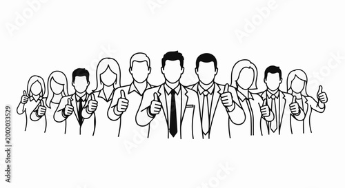 Diverse group of business professionals showing approval with thumbs up