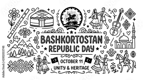 Bashkortostan Republic Day Celebration Illustration