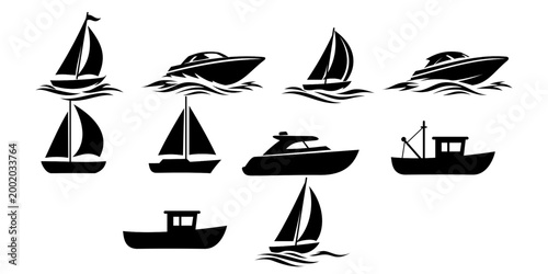mega pack yacht simple silhouette
