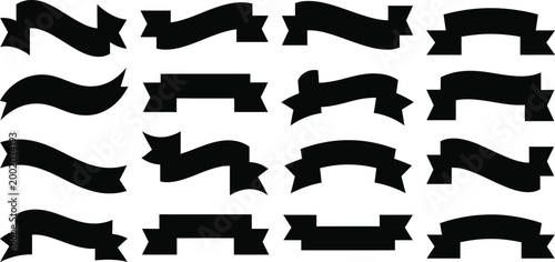 Abstract black silhouettes a collection of unique geometric shapes and forms on a white background