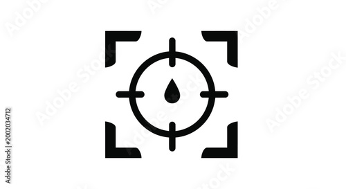 Target crosshair with raindrop center black silhouette
