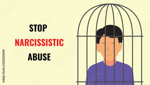 Stop narcissistic abuse, prisoner in cage, mental health awareness, authority disorders, manipulation and bullying, promote psychological therapy