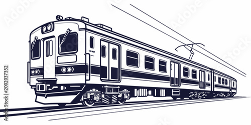 Tableau sur toile Modern electric train illustration with public transport passenger train commute
