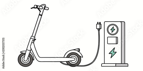 Foto Electric scooter charging at a charging station with electric vehicle urban mobi